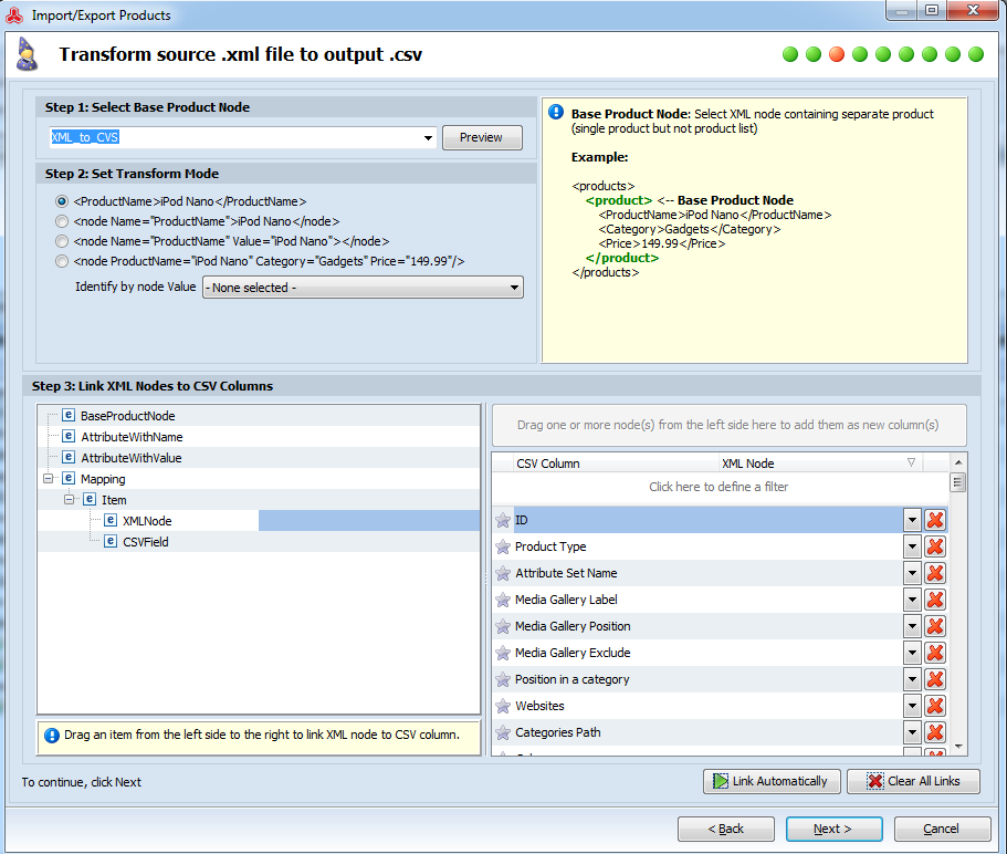 turn xml into csv